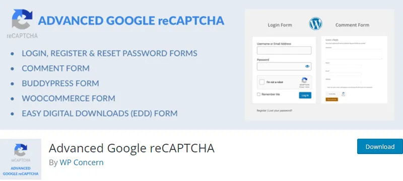 افزونه Advanced Google reCAPTCHA
