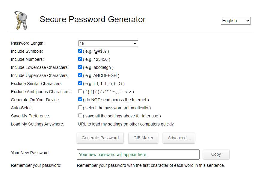 سایت Secure Password Generator برای ایجاد رمز عبور آنلاین