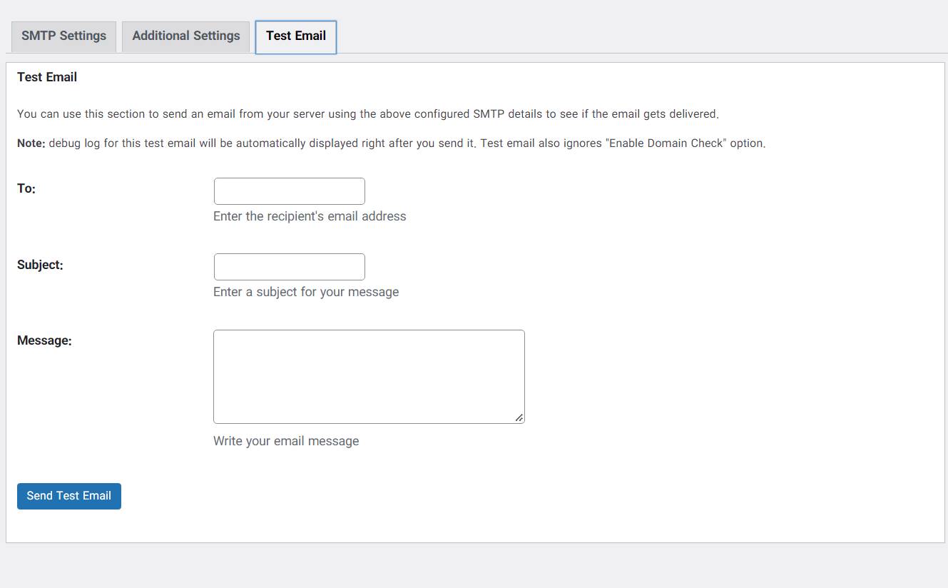 تست ارسال ایمیل در افزونه Easy WP SMTP