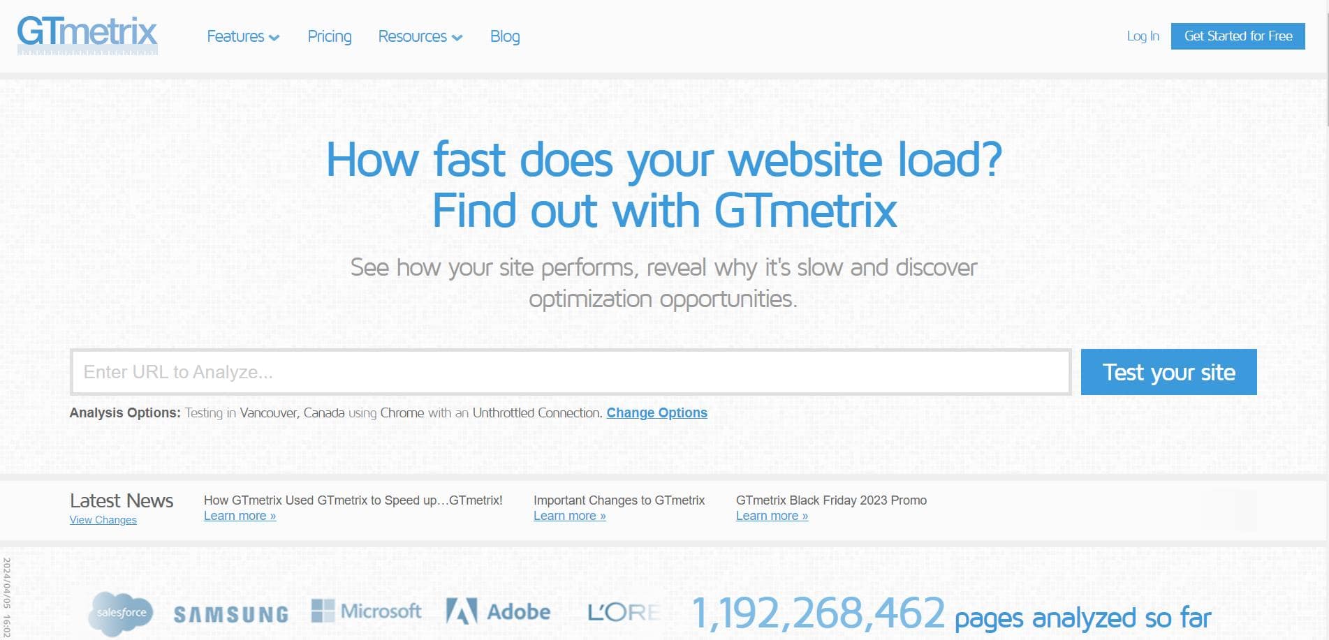 سایت جی تی متریکس (GTmetrix)