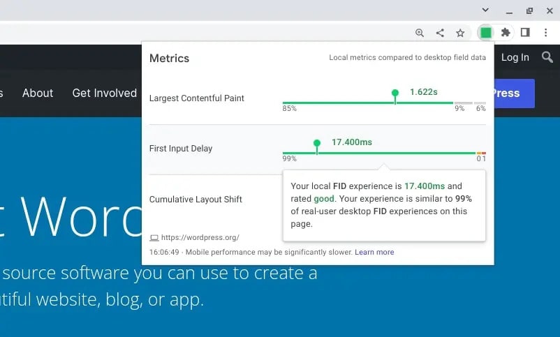 افزونه Web Vitals Chrome گوگل کروم برای بهبود Core Web Vitals