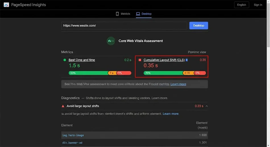 رفع خطای CLS در PageSpeed و تحلیل گزارشها